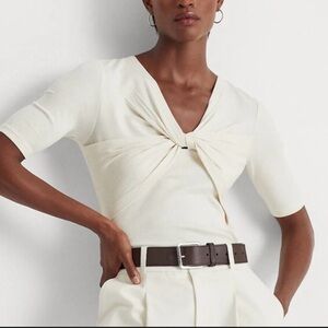 Cream Ribbed Women's Top